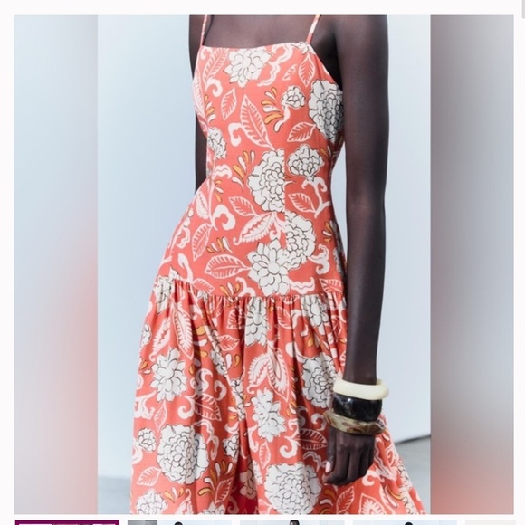 Zara Collection Cotton Linen Blend Bloggers Favorite Midi Dress - Picture 1 of 13